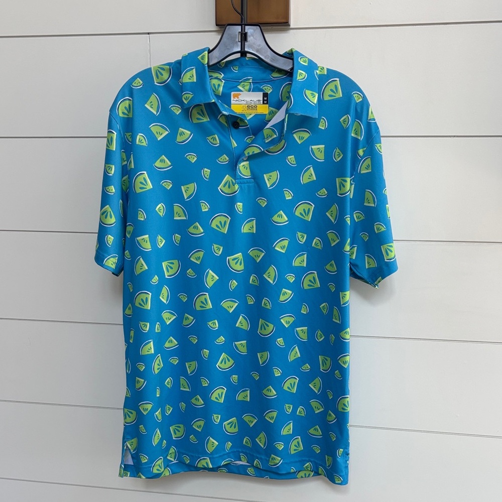Vibrant Blue Watermelon Print Polo Shirt